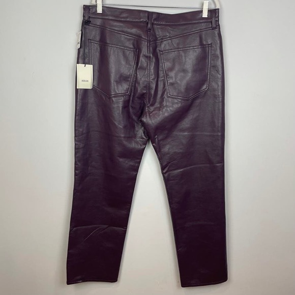 AGOLDE Recycled Leather 90's Pinch Waist Pants Night Shade NEW NWT - Picture 4 of 6